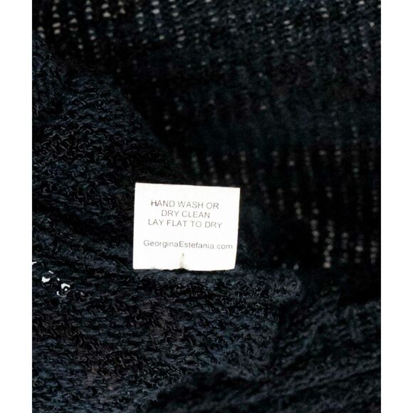 Georgina Estefania Dallas Knit in USA Black Open Woven Sweater Cardigan M - Picture 4 of 7